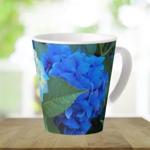 Blauwe hydrangea Blooms Floral Latte Mok