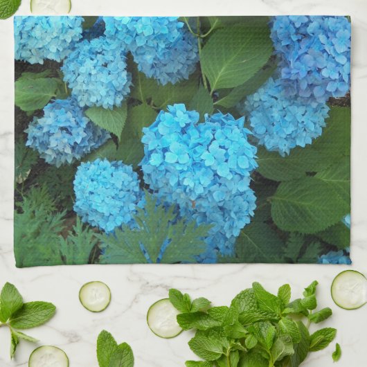 Blauwe hydrangea Blooms Floral Theedoek (Gevouwen)