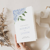 Blauwe Hydrangea Blooms Wedding Gevouwen Papier Pr Flyer