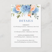 Blauwe Hydrangea Blush Roze Rozen Bruiloft Details Informatiekaartje (Voorkant)