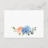 Blauwe Hydrangea Blush Roze Rozen Bruiloft Details Informatiekaartje (Achterkant)