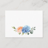 Blauwe Hydrangea Blush Roze Rozen Bruiloft Details Informatiekaartje (Achterkant)