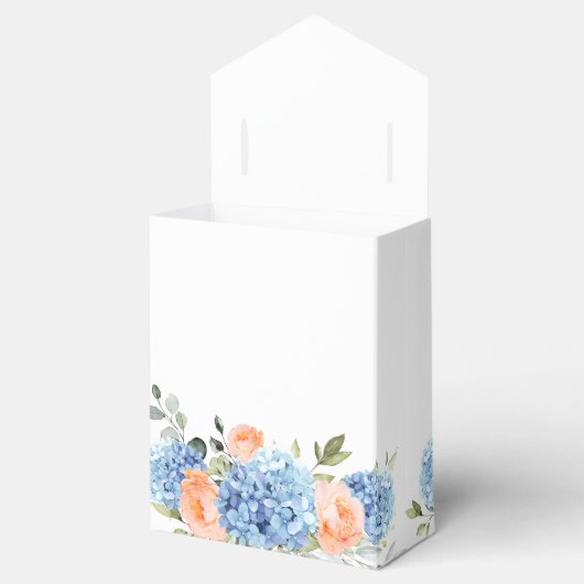 Blauwe Hydrangea Blush Rozen Eucalyptus Gift Bruil Bedankdoosjes (Geopend)