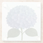 Blauwe Hydrangea Botanische Illustratie Design Glazen Onderzetter (Achterkant)