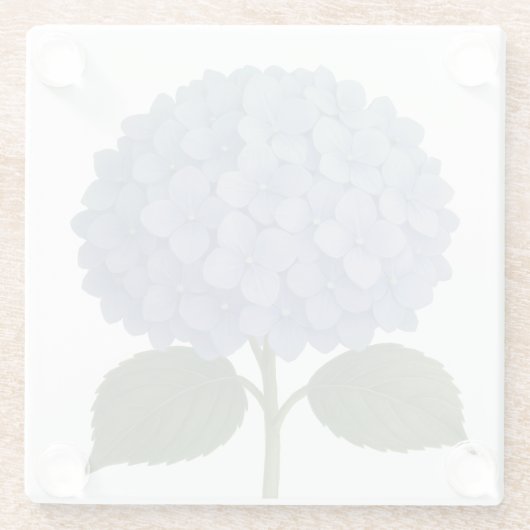 Blauwe Hydrangea Botanische Illustratie Design Glazen Onderzetter (Achterkant)