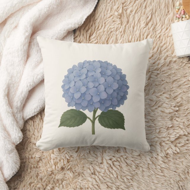 Blauwe Hydrangea Botanische Illustratie Design Kussen (Deken)