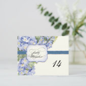 Blauwe Hydrangea Bracket Floral Formele Bruiloft Briefkaart (Staand voorkant)