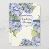 Blauwe Hydrangea Bracket Floral Formele Bruiloft Kaart (Voorkant / Achterkant)