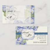 Blauwe Hydrangea Bracket Floral Formele Bruiloft Plaatskaartje (Voorkant / Achterkant)