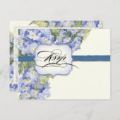 Blauwe Hydrangea Bracket Floral Formele Bruiloft Uitnodiging Briefkaart (Voorkant / Achterkant)
