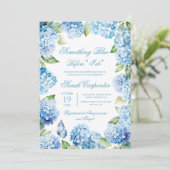 Blauwe Hydrangea Bruids Douche uitnodiging (Staand voorkant)
