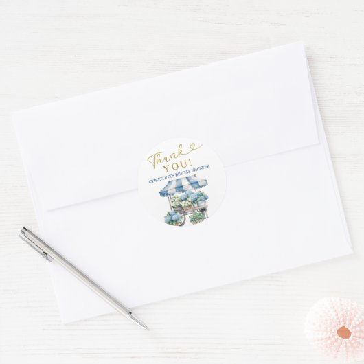 Blauwe Hydrangea Bruidsbruiloft Dank Je Sticker (Envelop)