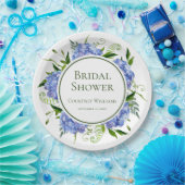Blauwe Hydrangea Bruidsdouche Papieren Bordje (Feest)
