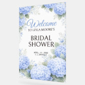 Blauwe Hydrangea Bruidsfeest Welkom Acrylaat Bord (Hoek)