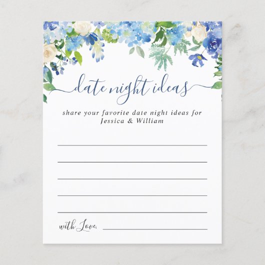 Blauwe Hydrangea Bruidsmeisjes Borrel Date Night I Flyer (Voorkant)