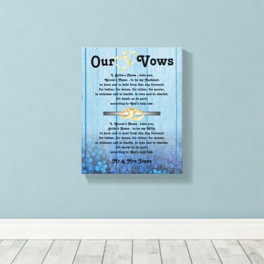 Blauwe Hydrangea bruiloft geloften op Canvas (Insitu (Houten vloer))