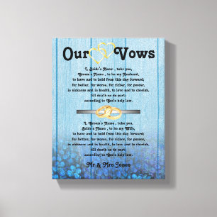 Blauwe Hydrangea bruiloft geloften op Canvas Afdruk