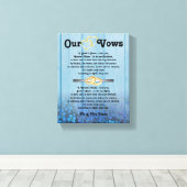 Blauwe Hydrangea bruiloft geloften op Canvas Afdruk (Insitu (Houten vloer))