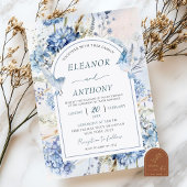 Blauwe Hydrangea Bruiloft Kaart