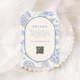 Blauwe Hydrangea Bruiloft QR Code Informatiekaartje