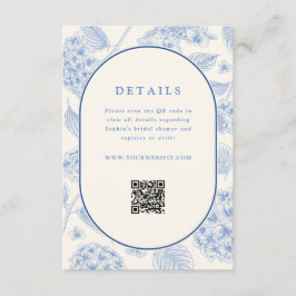 Blauwe Hydrangea Bruiloft QR Code Informatiekaartje