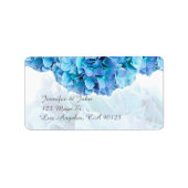 Blauwe Hydrangea Bruiloft Retouradres Labels (Voorkant)