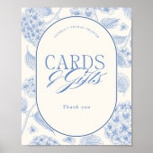 Blauwe Hydrangea Bruiloftfeest Kaarten Cadeaus Poster (Voorkant)