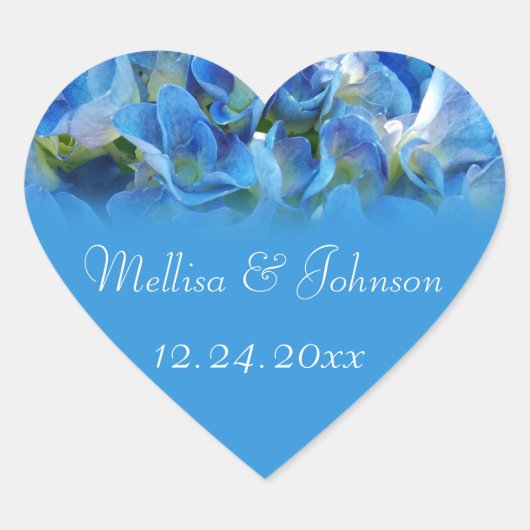 blauwe hydrangea bruin en bruinkoolbruin hart sticker (Voorkant)