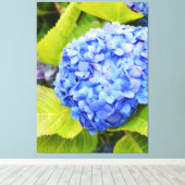Blauwe hydrangea canvas afdruk (Insitu (Houten vloer))