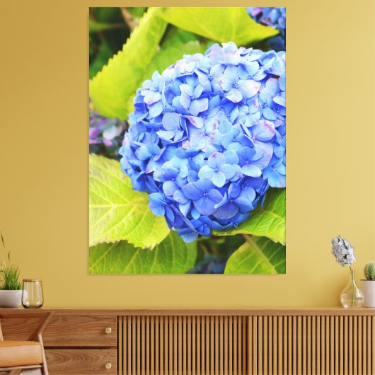 Blauwe hydrangea canvas afdruk (Insitu (Woonkamer))