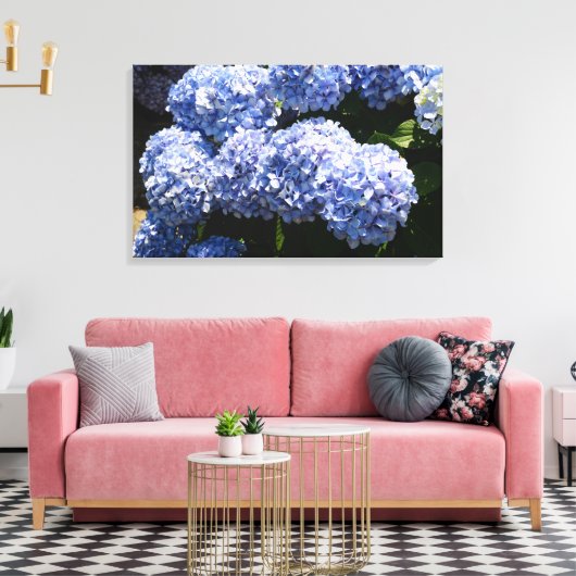 Blauwe Hydrangea Canvas Print (Insitu (Woonkamer))