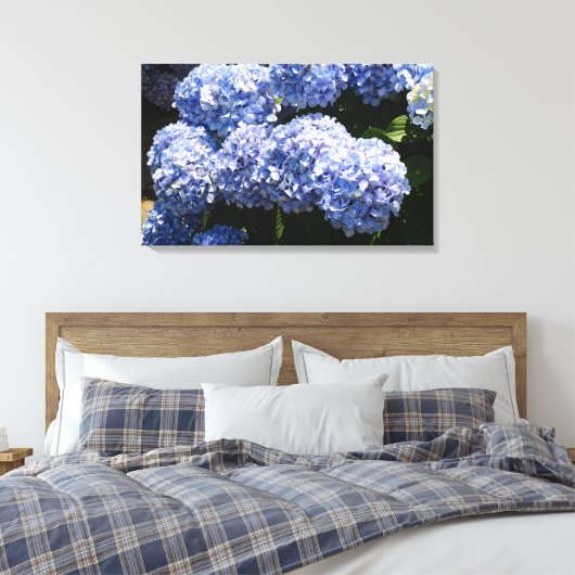 Blauwe Hydrangea Canvas Print (Insitu (Slaapkamer))