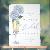 Blauwe Hydrangea & Champagne Geschilderde Ontvangs Acryl Bord (Neutraal)