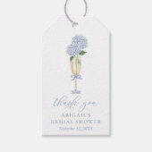 Blauwe Hydrangea Champagneglas Favor Tag Cadeaulabel (Voorkant)