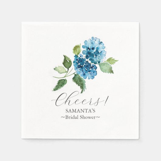 Blauwe Hydrangea Cocktailservetjes Servet (Voorkant)