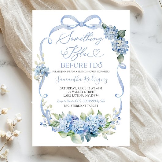 Blauwe Hydrangea Coquette Something Blue Bruids- Kaart