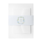 Blauwe Hydrangea Crest Trouw Monogram Uitnodigingen Wikkel (Voorkant Voorbeeld)