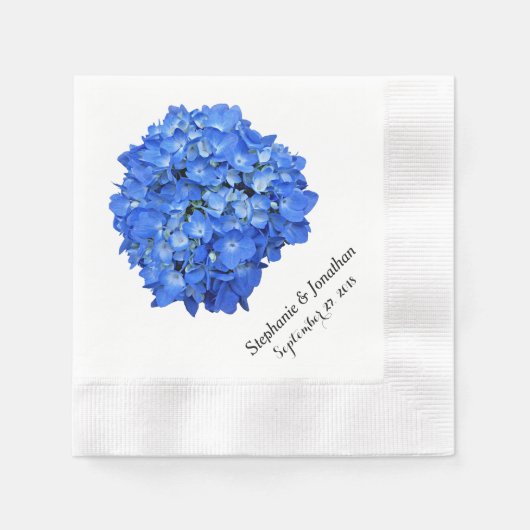 Blauwe Hydrangea Custom Bloemen Papier Servetten (Voorkant)