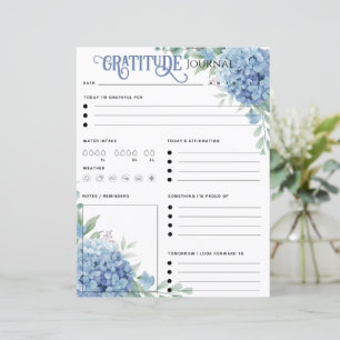 Blauwe Hydrangea Dankbaarheidsjournaal Papierblad