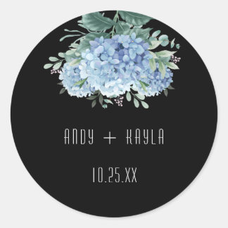 Blauwe Hydrangea Elegante Bruiloft Tank U Ronde Sticker
