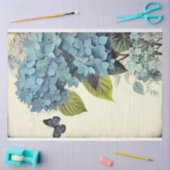 Blauwe hydrangea en blauwe vlinderepheera tissuepapier (Craft)