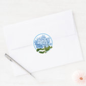 Blauwe Hydrangea en Cirkel Douche Favor Ronde Sticker (Envelop)