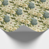   Blauwe Hydrangea en Vlinder Bloemen Cadeaupapier (Hoek)