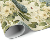   Blauwe Hydrangea en Vlinder Bloemen Cadeaupapier (Rol Hoek)