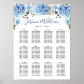 Blauwe Hydrangea Eucalyptus 12 Tafels Zitschema Poster (Voorkant)