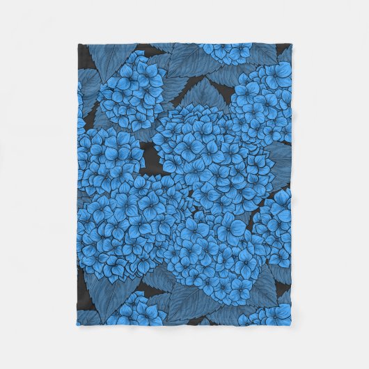 Blauwe hydrangea fleece deken (Voorkant)
