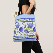 Blauwe hydrangea Floral Botanisch patroon Tote Bag (Dichtbij)
