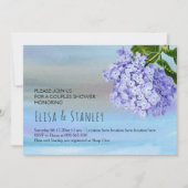 Blauwe hydrangea floral bruiloft onder douche kaart (Voorkant)