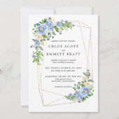 Blauwe hydrangea Floral Gold Geometric Lijst Kaart (Voorkant)