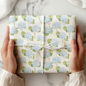 Blauwe Hydrangea Floral Pattern Wrapping Paper Cadeaupapier